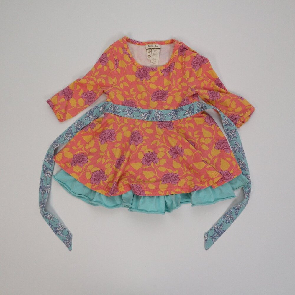 Matilda Jane Girls Long Sleeve Floral Dress – Pink/Purple – Size 18M